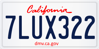 CA license plate 7LUX322