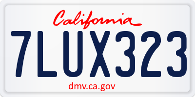 CA license plate 7LUX323