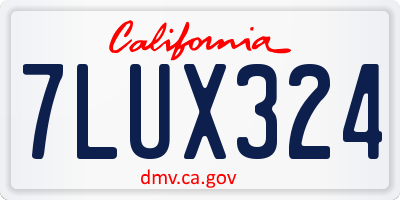 CA license plate 7LUX324