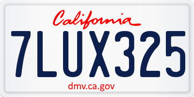CA license plate 7LUX325