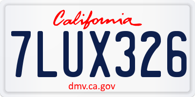 CA license plate 7LUX326
