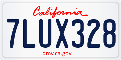 CA license plate 7LUX328