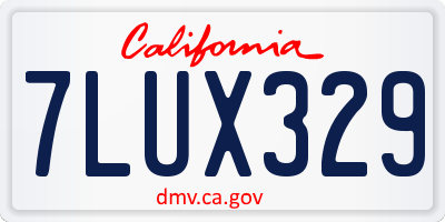 CA license plate 7LUX329