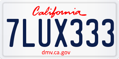 CA license plate 7LUX333
