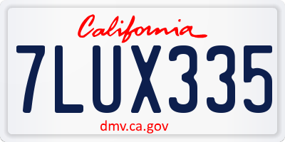 CA license plate 7LUX335