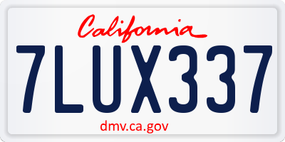 CA license plate 7LUX337
