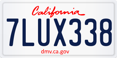 CA license plate 7LUX338