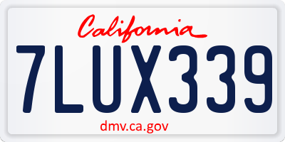 CA license plate 7LUX339