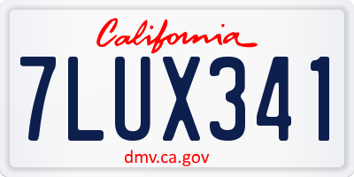 CA license plate 7LUX341