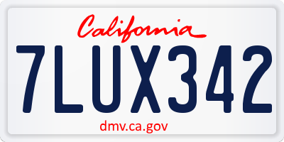 CA license plate 7LUX342