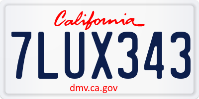 CA license plate 7LUX343