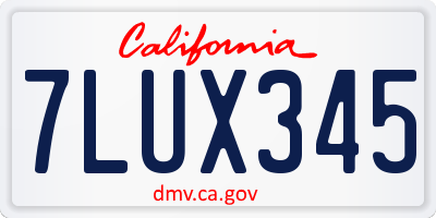 CA license plate 7LUX345