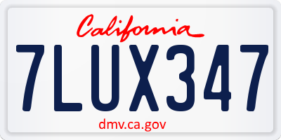 CA license plate 7LUX347