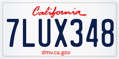 CA license plate 7LUX348
