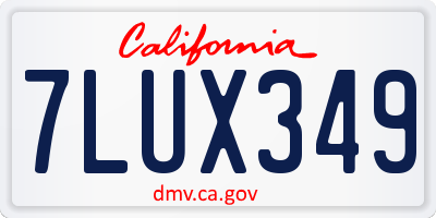 CA license plate 7LUX349