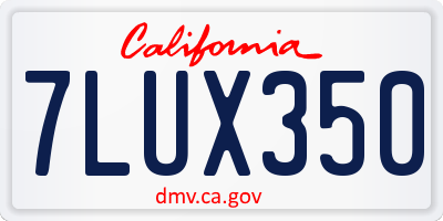 CA license plate 7LUX350