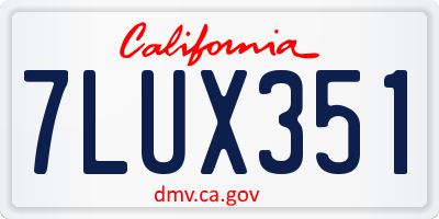 CA license plate 7LUX351