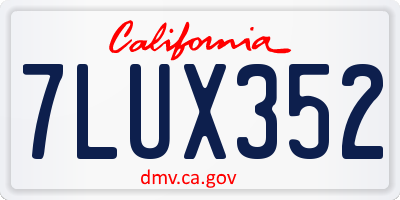 CA license plate 7LUX352