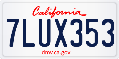 CA license plate 7LUX353