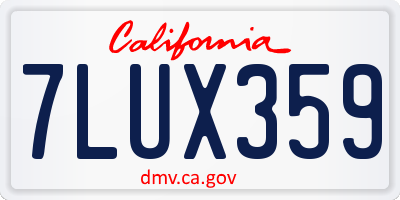 CA license plate 7LUX359