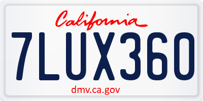 CA license plate 7LUX360