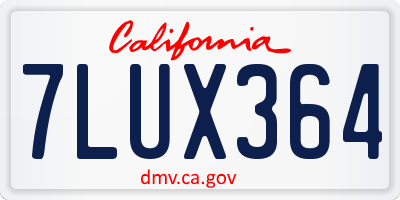 CA license plate 7LUX364