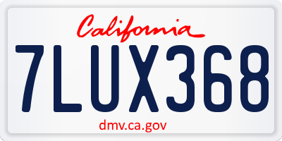 CA license plate 7LUX368