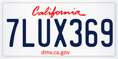 CA license plate 7LUX369