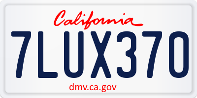 CA license plate 7LUX370