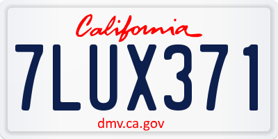 CA license plate 7LUX371