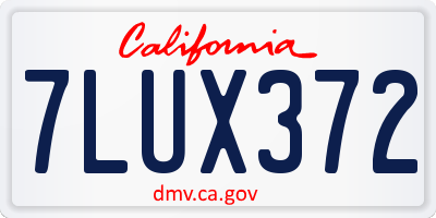 CA license plate 7LUX372