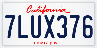 CA license plate 7LUX376