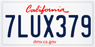 CA license plate 7LUX379