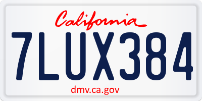 CA license plate 7LUX384