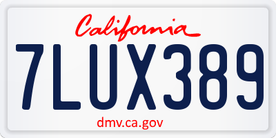 CA license plate 7LUX389