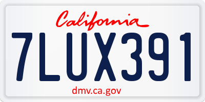 CA license plate 7LUX391