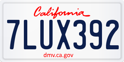 CA license plate 7LUX392