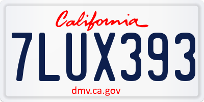 CA license plate 7LUX393