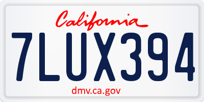 CA license plate 7LUX394
