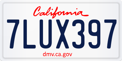 CA license plate 7LUX397