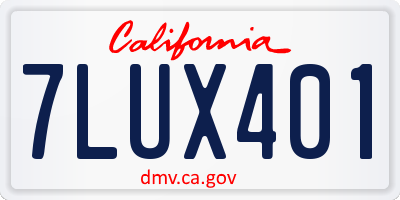 CA license plate 7LUX401