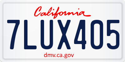 CA license plate 7LUX405