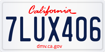 CA license plate 7LUX406