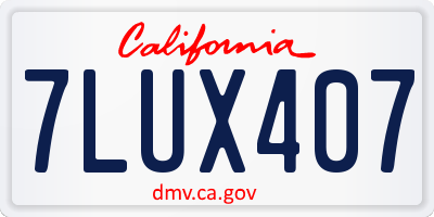CA license plate 7LUX407