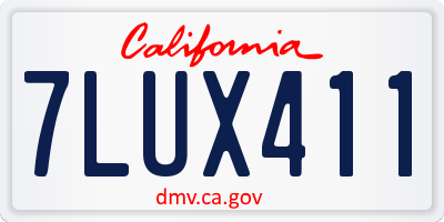 CA license plate 7LUX411