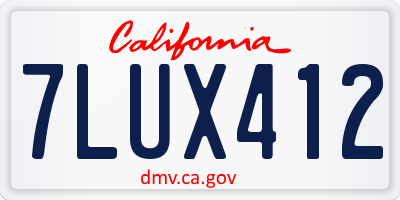 CA license plate 7LUX412