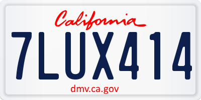CA license plate 7LUX414