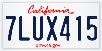 CA license plate 7LUX415