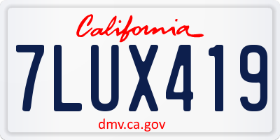 CA license plate 7LUX419