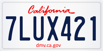 CA license plate 7LUX421